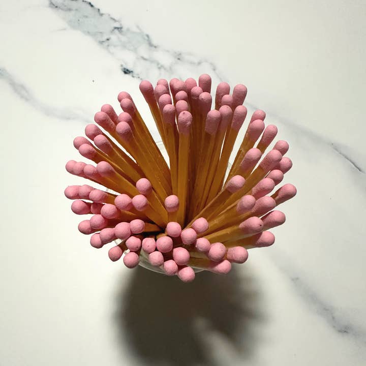 Party Matches | Pink Tip | 4 inch | 30 count | Glass & Cork for wholesale by Amaryllis Park