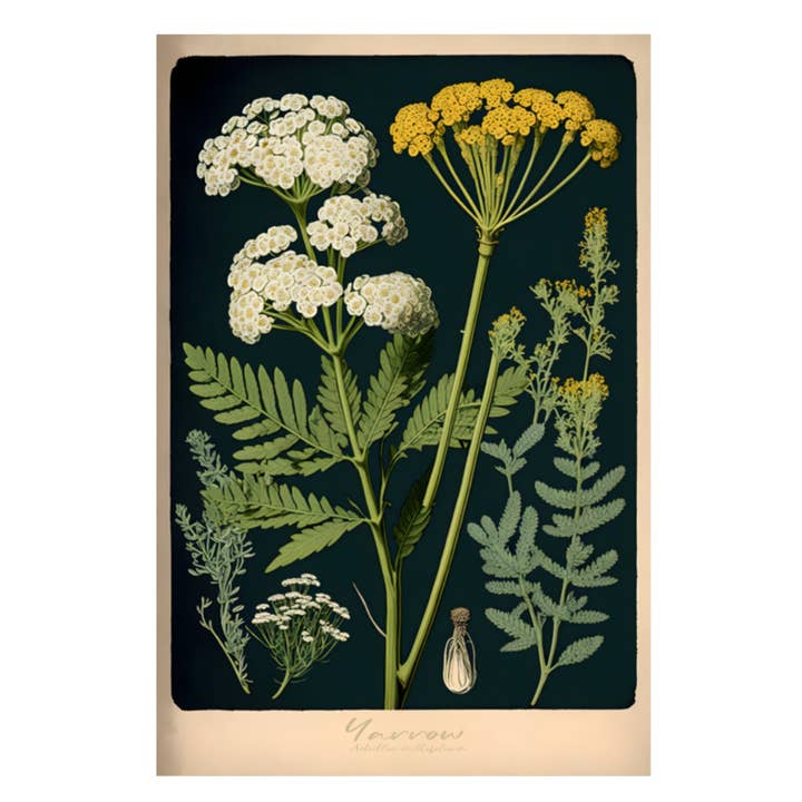 Dark Yarrow Canvas Print - Herbal Art for Home or Office - Apothecary Decor for wholesale by Print Pothecary