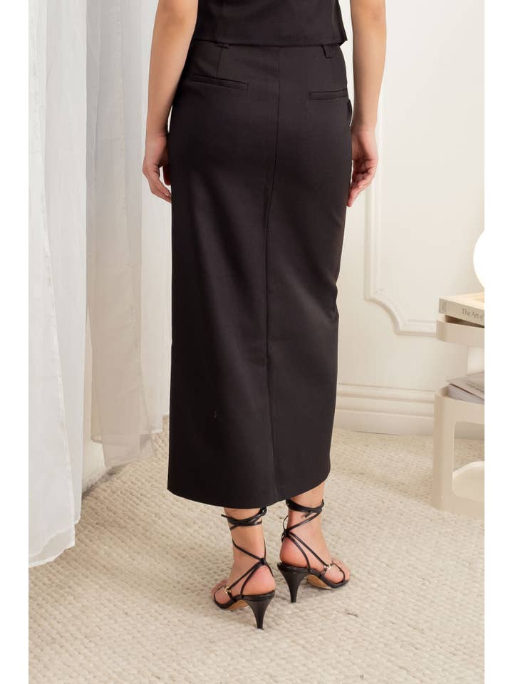 The Workshop Studio - Wholesale Skirt - Women's - SPLIT HEM STRAIGHT MIDI SKIRT