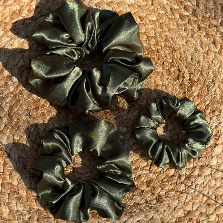 My Lavender Lane - Wholesale Scrunchie - Women’s - Autumnal Satin Scrunchies; Orange, Green and Brown2