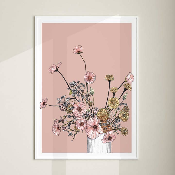 Pink Blooms Art Print for wholesale by My Noodle Bug