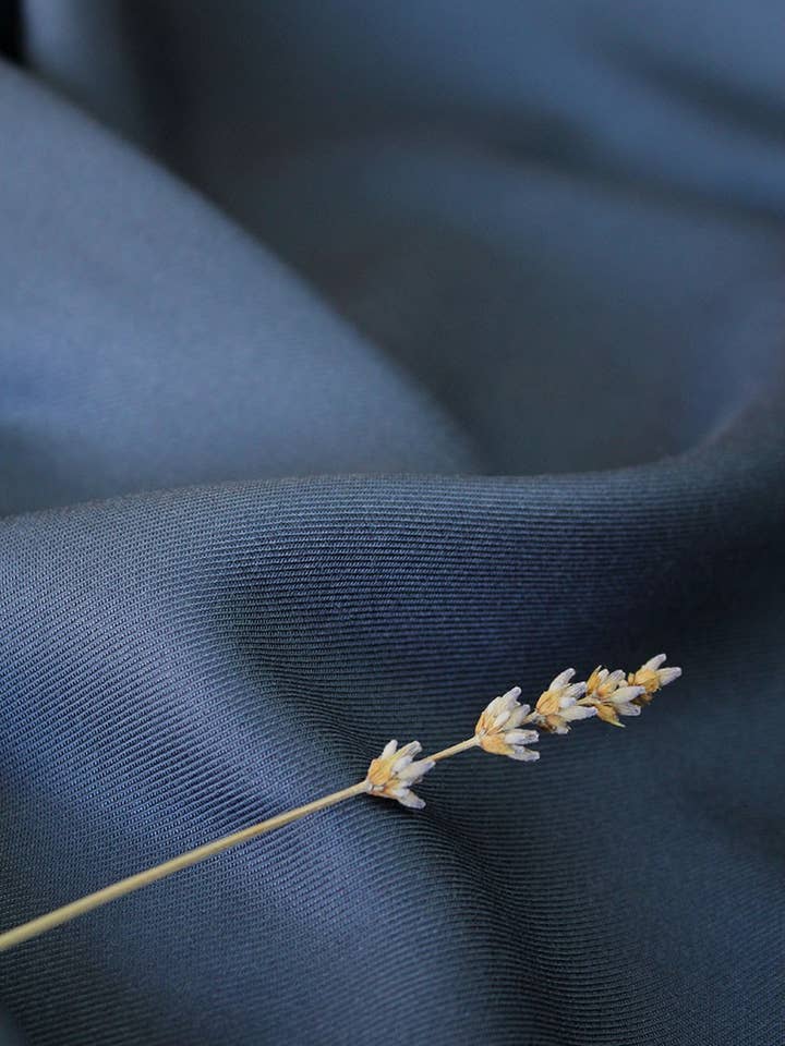 Mineral Blue Viscose Twill Fabric for wholesale by Eglantine et ZoƩ