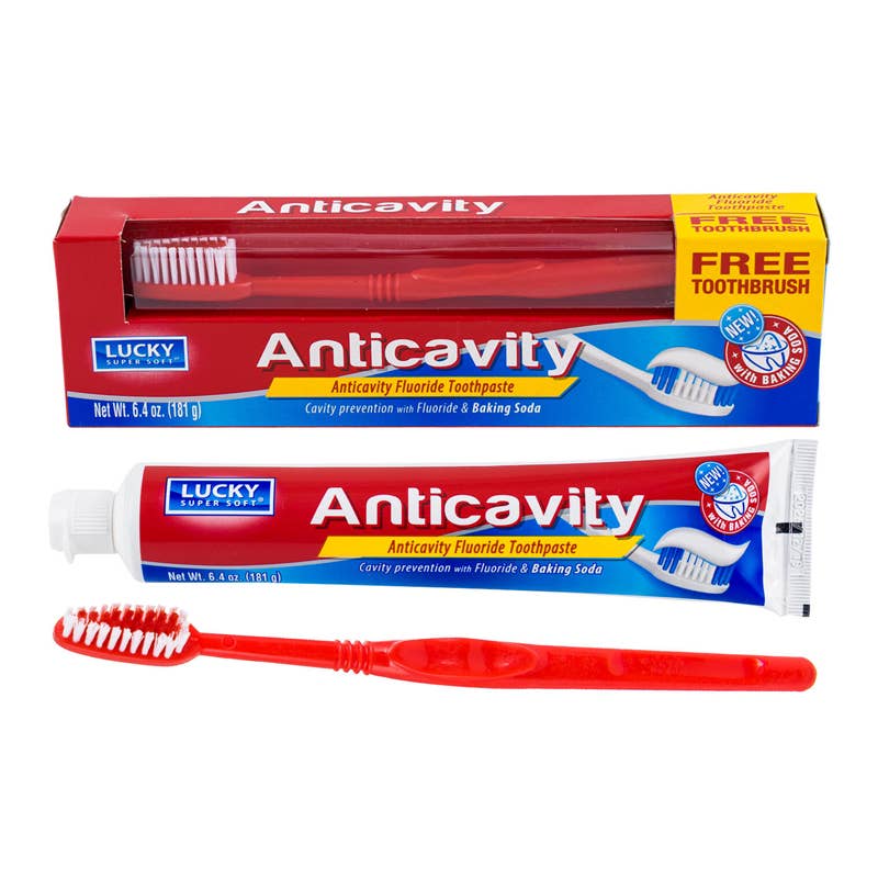 Deluxe Import Trading - Wholesale Toothpaste - Anti-Cavity Toothpaste W/ Red Brush- 6.4oz0