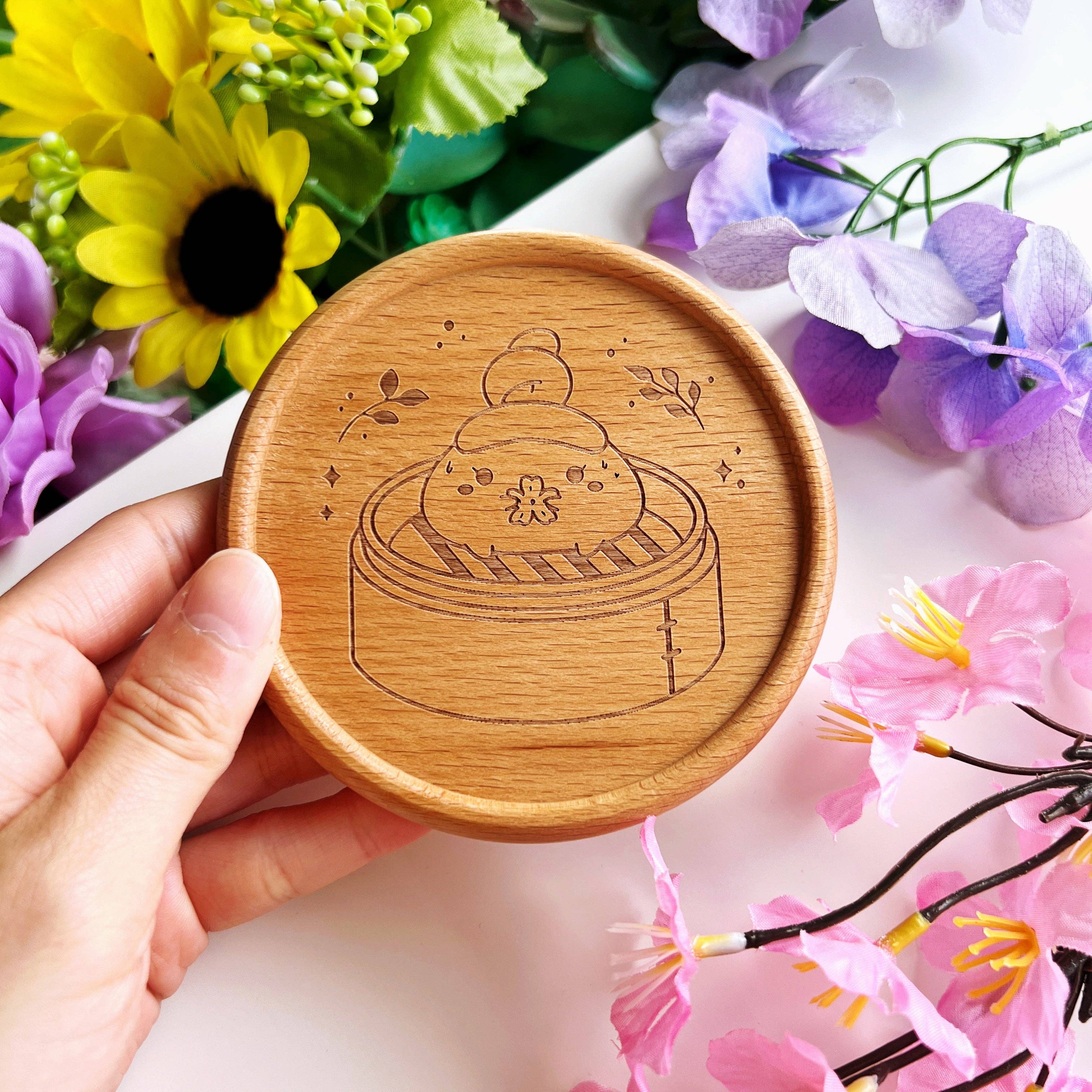 SumLilThings - Wholesale Coasters - Wooden Coaster - Dimsum Steaming Bunny4