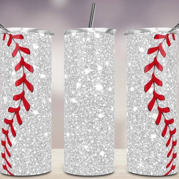Baseball Tumbler, Baseball Cup, Tumbler with Straw for wholesale by Dm Crafting