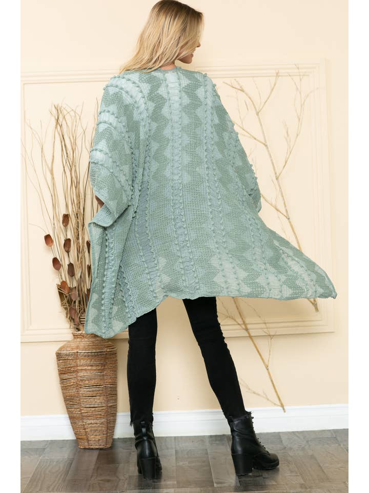 Justin & Taylor - Wholesale Kimono - Women's - Puffer-Up | Soft Textured Cover-Up Kimono With Pom Detail39