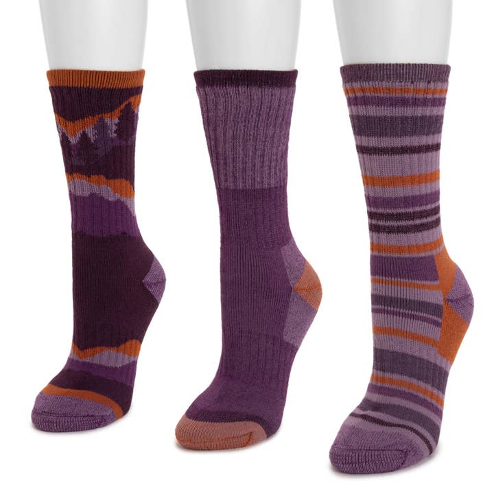 MUK LUKS Women's 3 Pair Pack Heat Retainer Hiking Socks for wholesale by Muk Luks