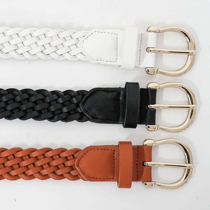 Klassieke leren riem met gevlochten ruitergesp voor wholesale door Most Wanted USA