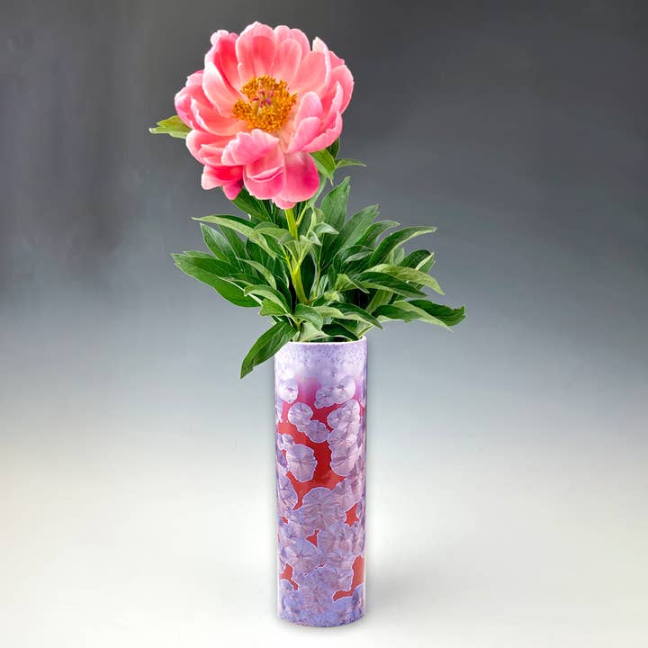 Crystalline Ceramic Cylinder Flower Vase (310) Violet Purple for wholesale by Indikoi