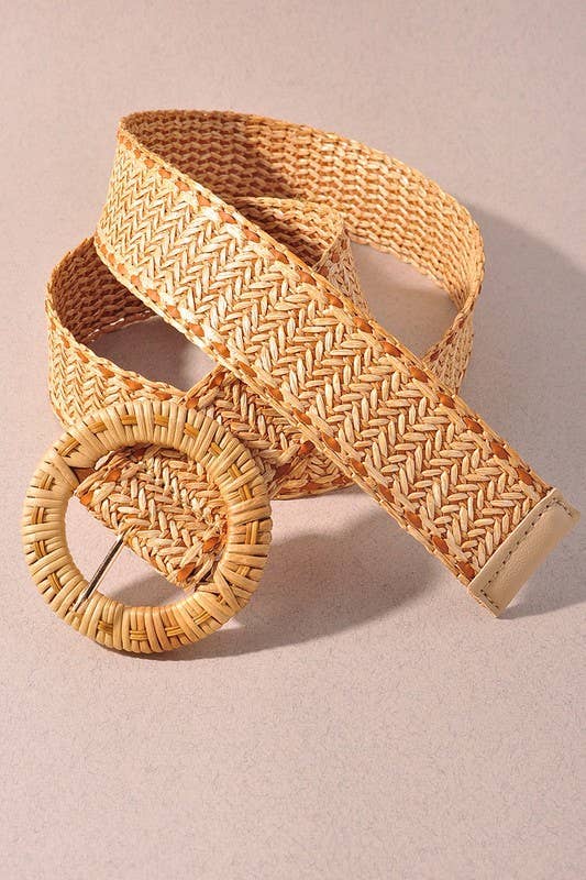 anbfashion - Wholesale Belt - Women's - STRAW ROUND BUCKLE BELT JCB17169