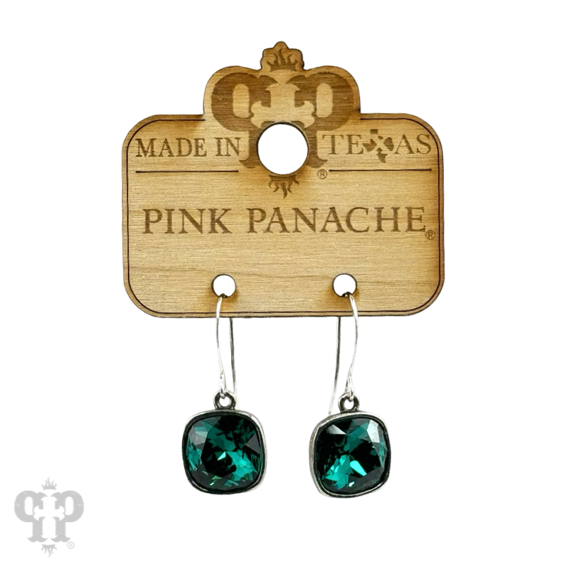 Pink Panache Brands - Wholesale Dangle Earrings - Austrian square crystal hook earring, 12mm28