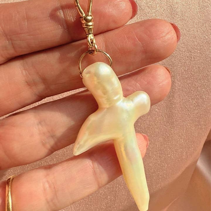 Colgante de Cruz de Perla – Conector Giratorio de Oro Lleno para Collar Adicional para venta al por mayor de Camille Jewelry