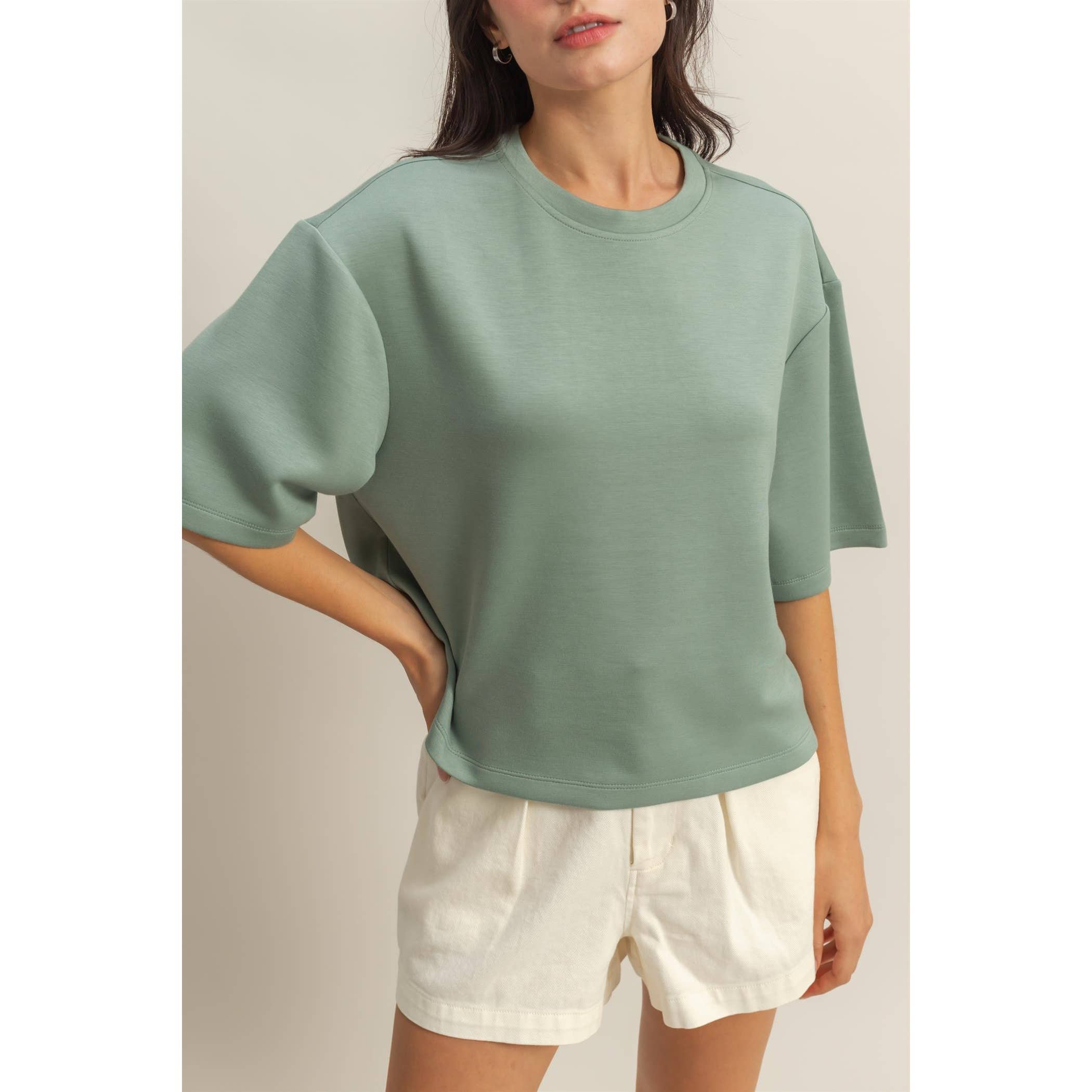HYFVE - Wholesale Shirt - Women's - Double Knit Drop Shoulder Everyday Basic Top6