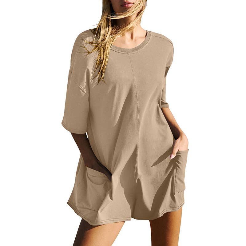 Rosa Clothing - Wholesale Romper - Women's - Short sleeve T-shirt low back romper3