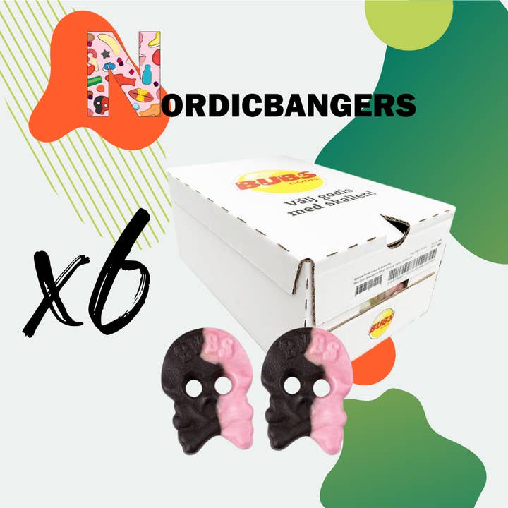 Nordicbangers - Swedish Candy - Wholesale Licorice - Bubs Swedish Candy Box 2.8kg Foam Skull Raspberry/Licorice