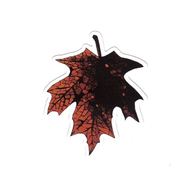 Adhesivo de vinilo con forma de hoja de arce naranja dibujado a mano, impermeable para venta al por mayor de Tony Rubsam Illustrations