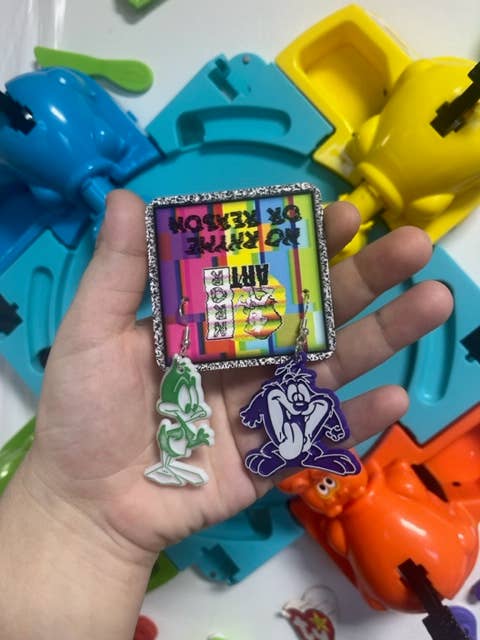 Tiny Toons - Plucky Duck and Dizzy Devil Earrings for wholesale by NO RHYME OR REASON ART