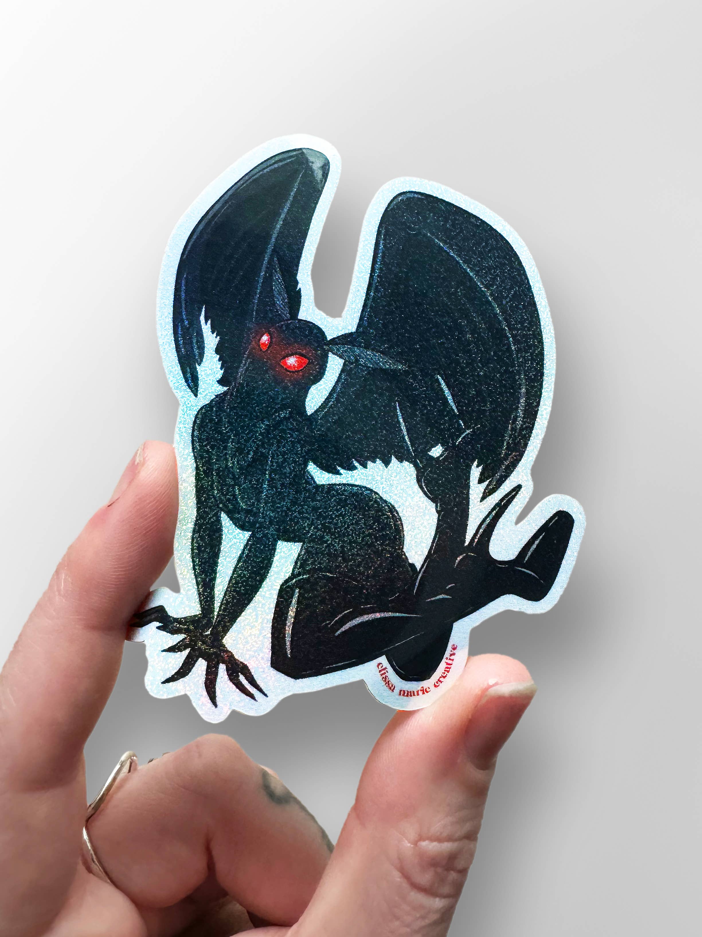 Elissa Marie Creative - Wholesale Sticker - MothThem Sticker | cryptid | mothman | stocking stuffer1