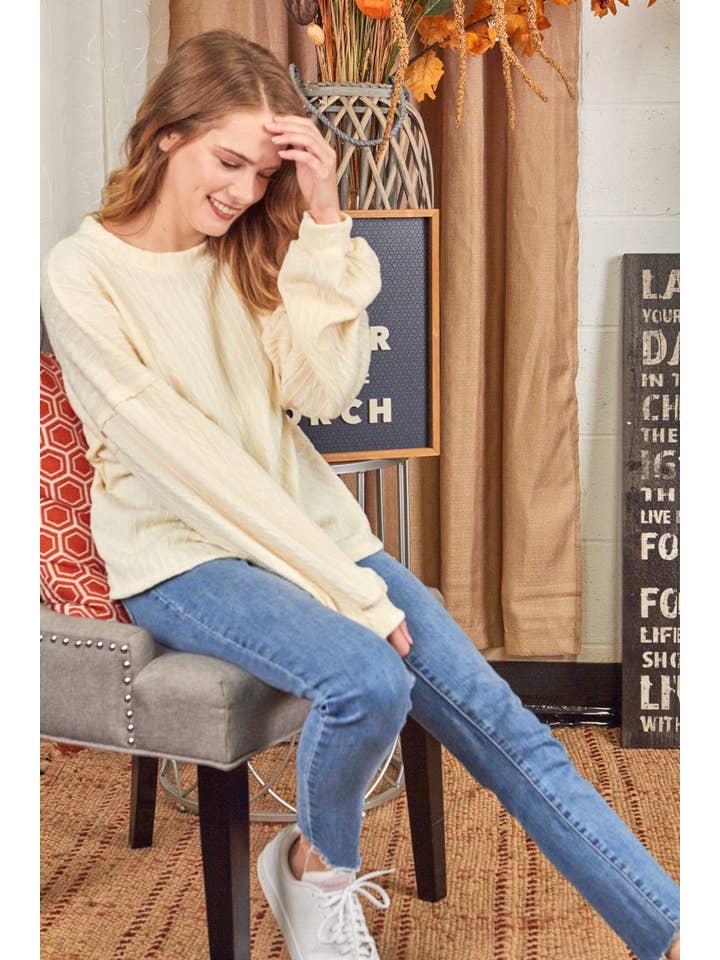 P.S Kate - Wholesale Knit Top - Women's - Textured sweater knit top (P17658)