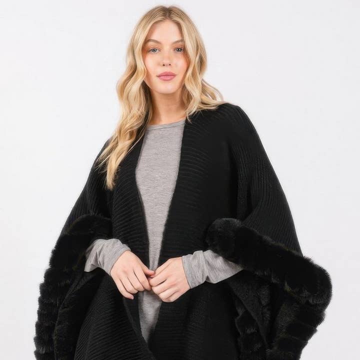 Faux Fur Trim Cape With Closure and other Purchase Wholesale cape clasp. Free Returns & Net 60 Terms on Faire trending on Faire.