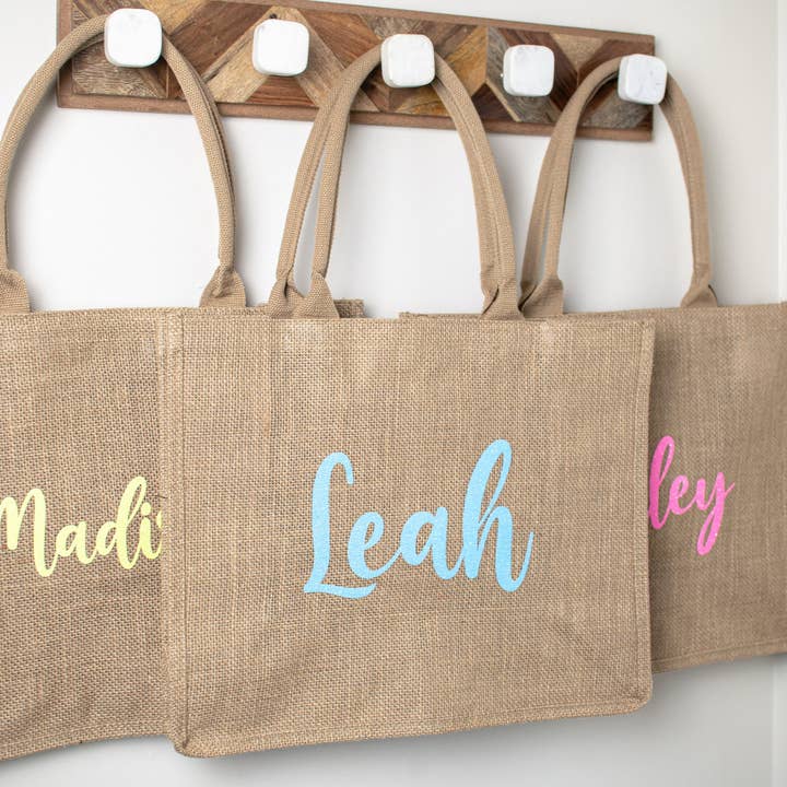 Bodhi Life Design - Wholesale Tote Bag - Women's - Monogram Burlap Tote Bag, Monogram Beach Bag, Custom Tote