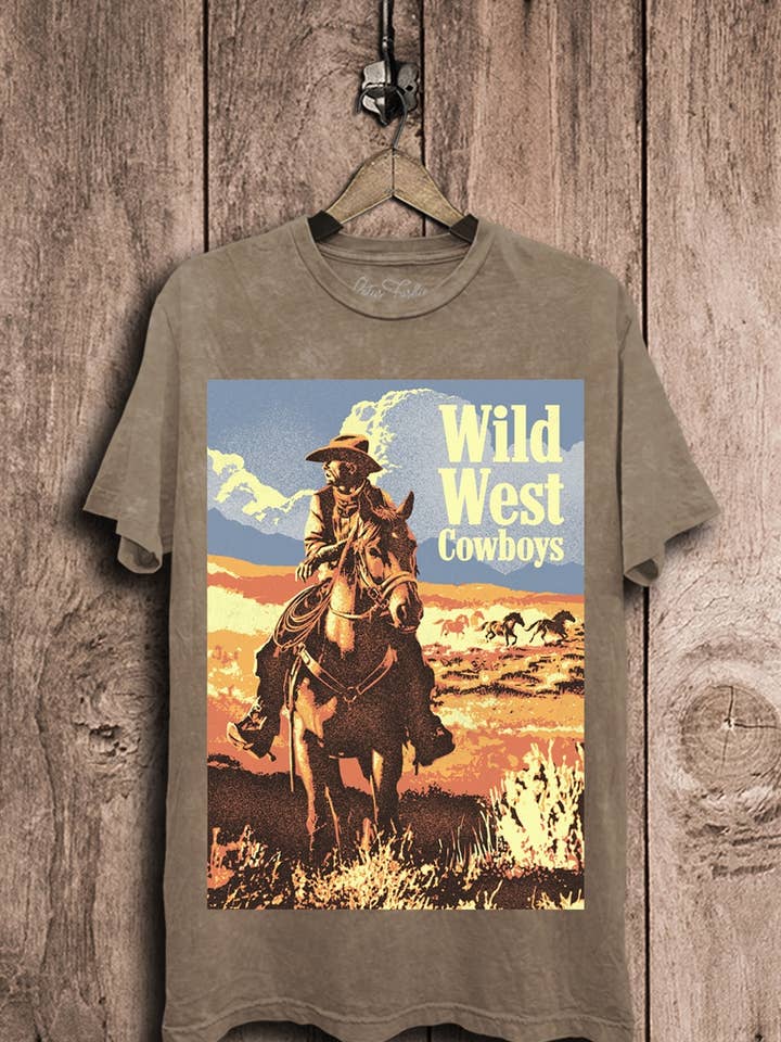 Wild West Cowboys Graphic Top for wholesale by Lotus Fashion Collection