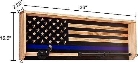The Wine Savant /  Khen Glassware - Wholesale Wall Mounted Shelf - Police Wall Mounted Tactical Gear Rack W/Blue American Flag1