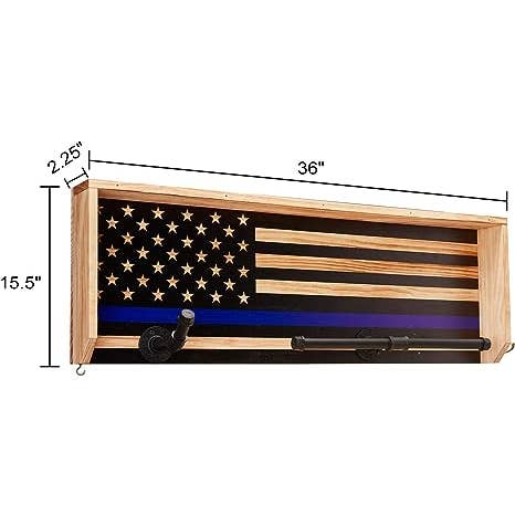 The Wine Savant / Khen Glassware - Wholesale Wall Mounted Shelf - Police Wall Mounted Tactical Gear Rack W/Blue American Flag1