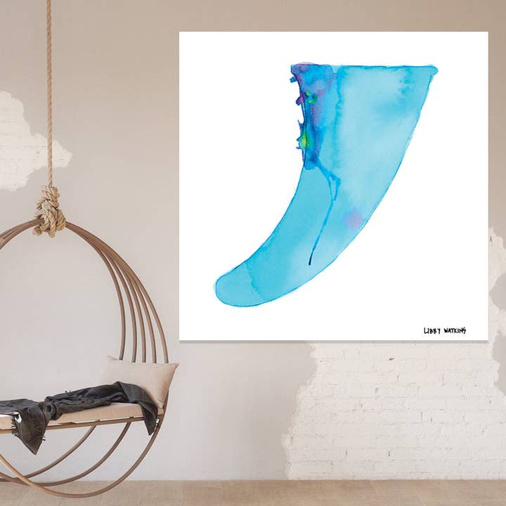 Aqua Single Fin Canvas Print for wholesale by Libby Watkins