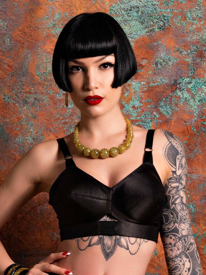 What Katie Did - Wholesale Bra - Women's - Maitresse Black Satin Bullet Bra L6070