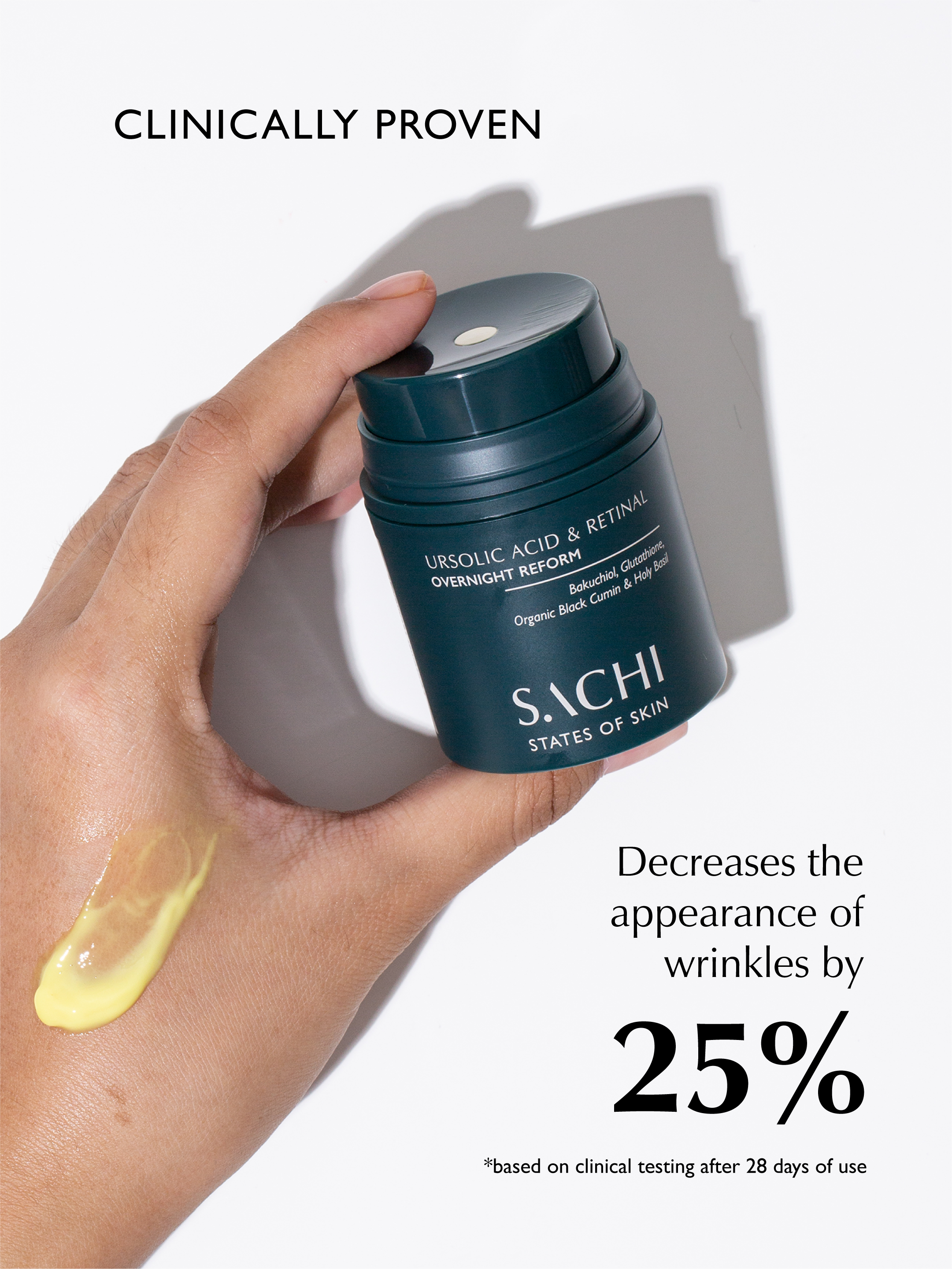 Sachi Skin – wholesale Facial moisturiser – Ursolic Acid & Retinal Overnight Reform - 30ml8