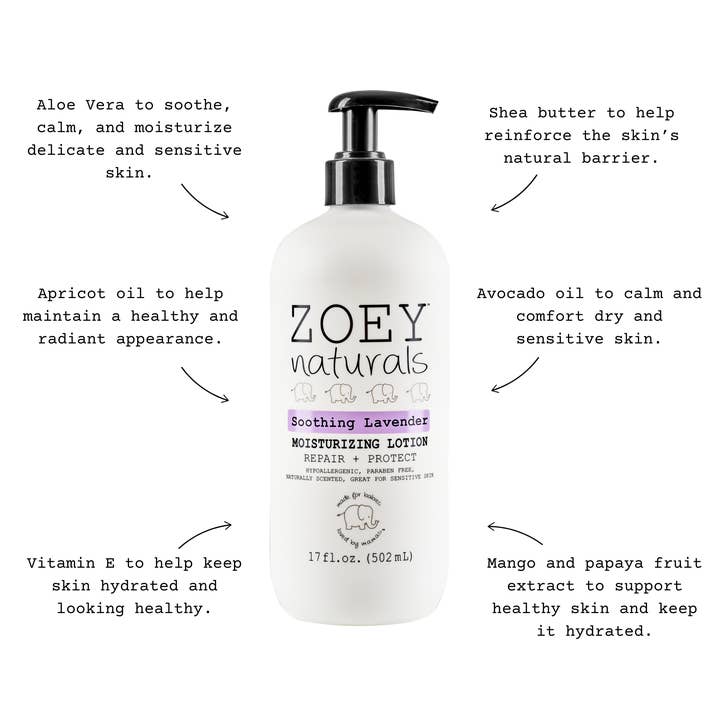 Zoey Naturals - Wholesale Body Cream/Lotion - Baby - Soothing Lavender Moisturizing Lotion - 17oz2