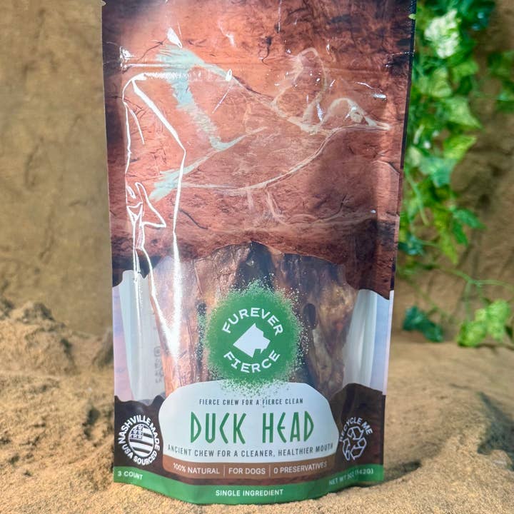 Furever Fierce (formerly Furever Primal) - Wholesale Pet Treats - Dog - Duck Head Bag of 3 Dog Chew - Natural Single Ingredient