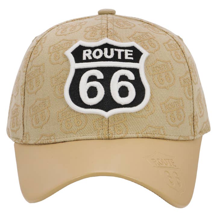 Cap Zone - Wholesale Baseball Cap - Unisex - Route 66 Print Vegan Leather Curved Brim Baseball Cap9
