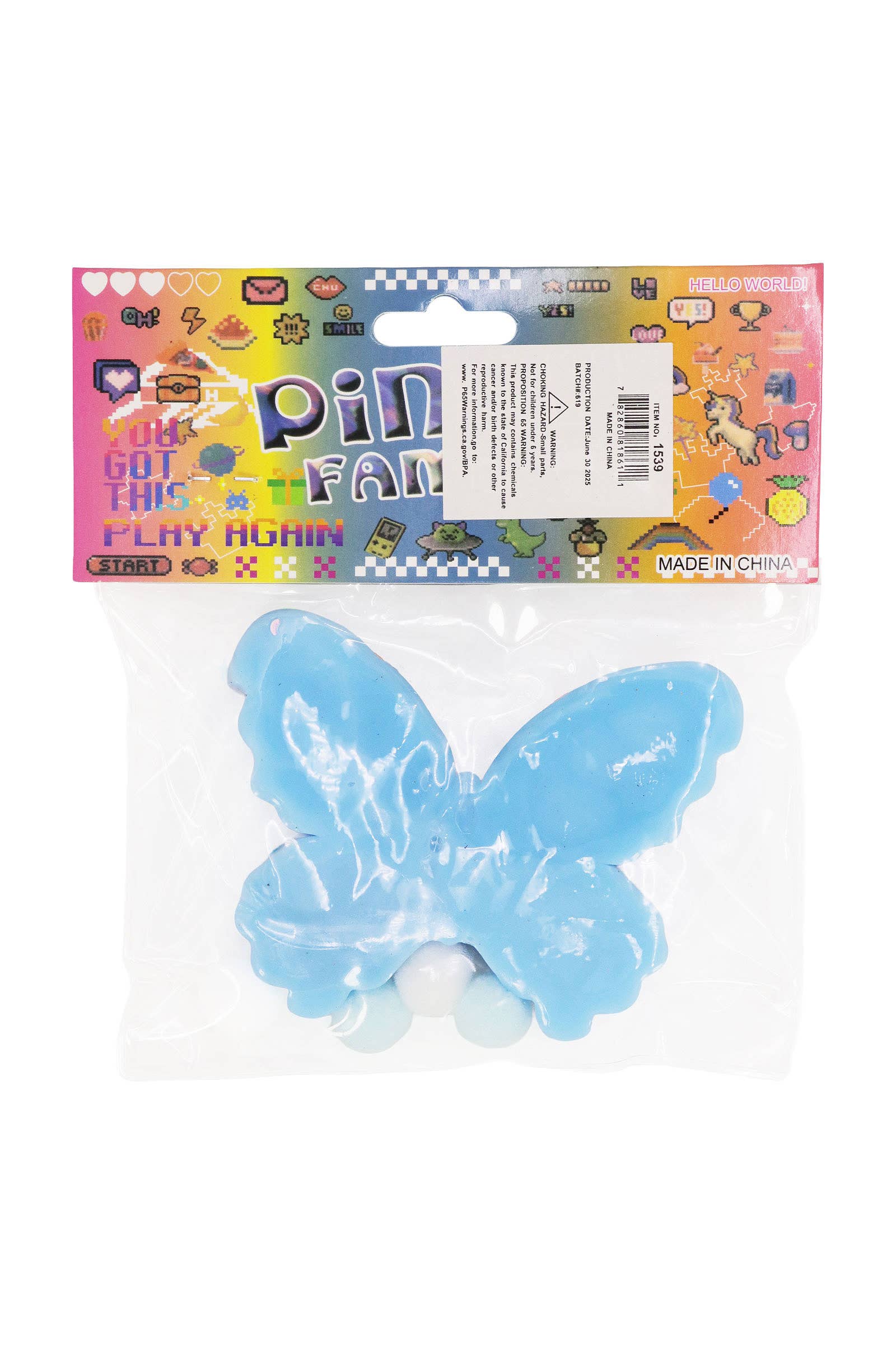 ASSORTED Butterfly Sequins Mochi Pom Pom Squishy Bag for wholesale on Faire5