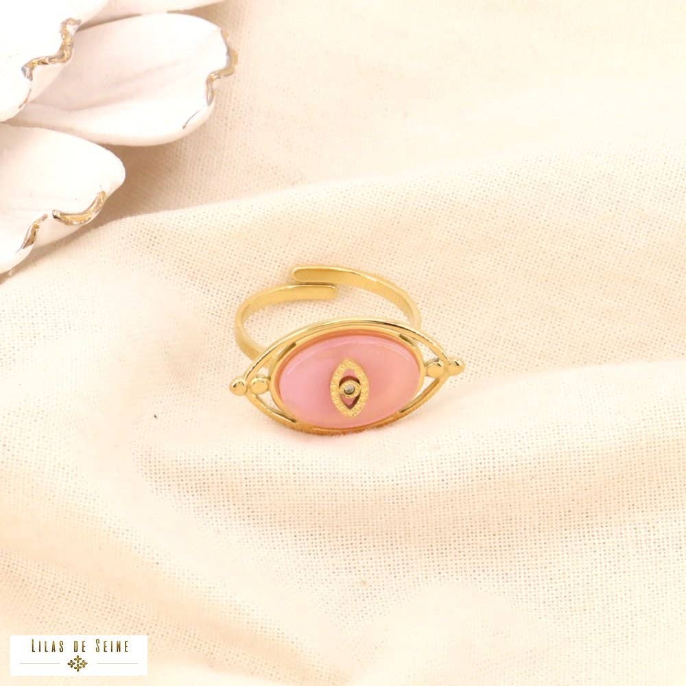 Lilas de Seine – Engroshandel Statementring – Øjenring i rustfrit stål i natursten 04240020