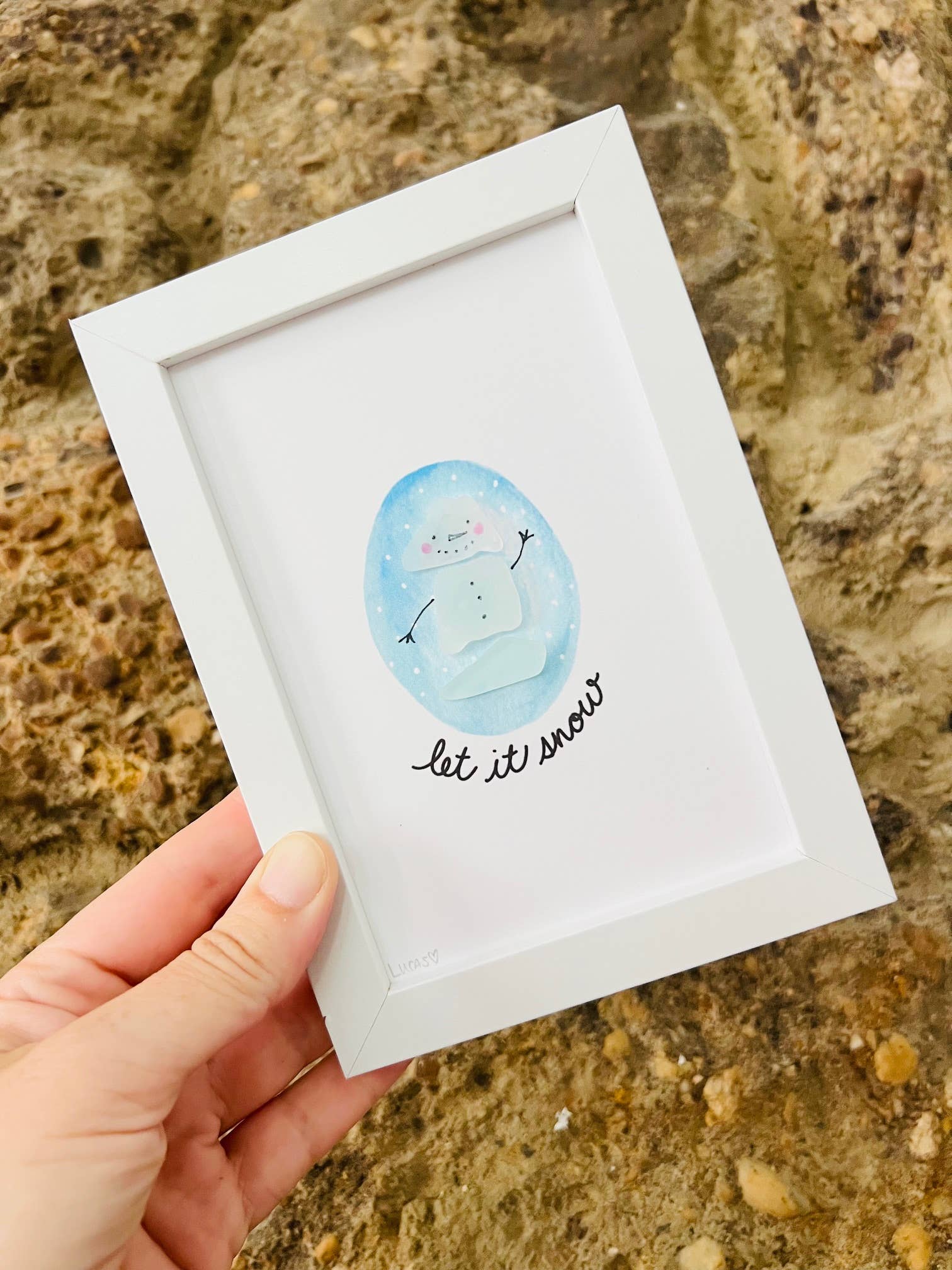 Sook & Hook - Wholesale Christmas Wall Art - Let it Snow Snowman Sea Glass Art2