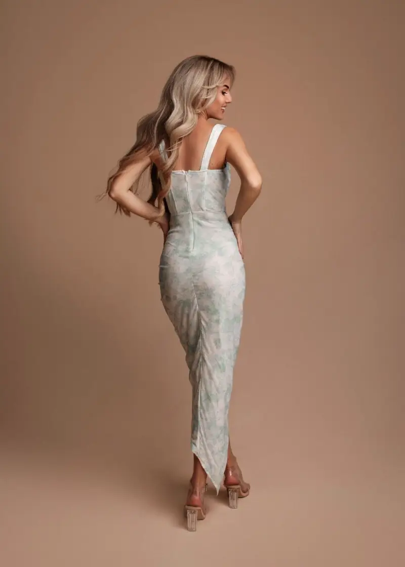 Eva & Lola - Epsilonn - Wholesale Dress - Women's - HM2441 - Long floral print slit dress1