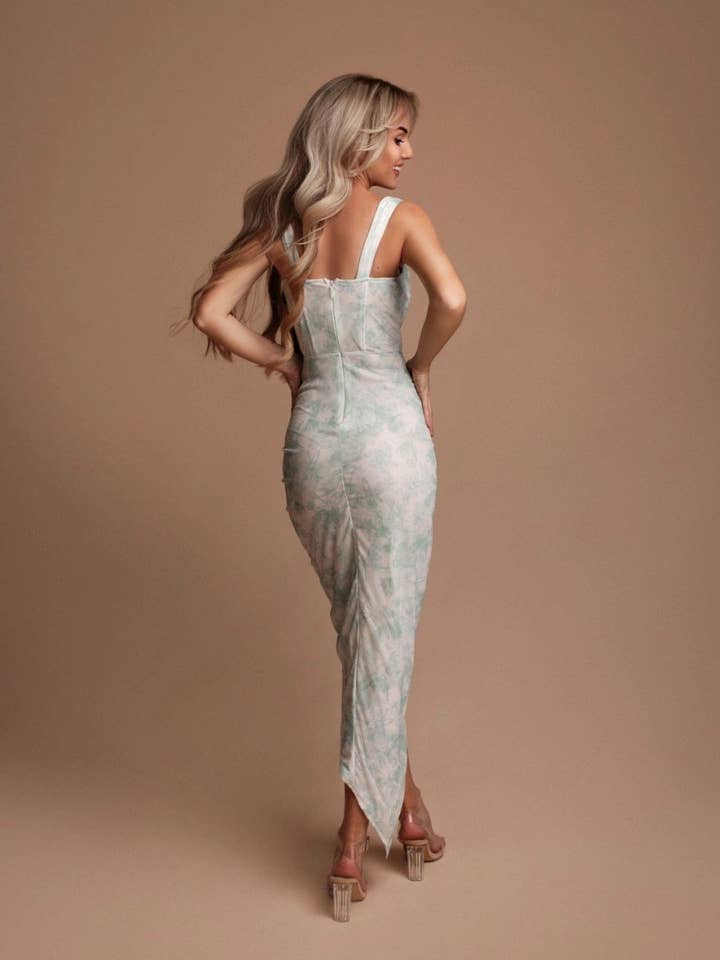 Eva & Lola - Epsilonn - Wholesale Dress - Women's - HM2441 - Long floral print slit dress1