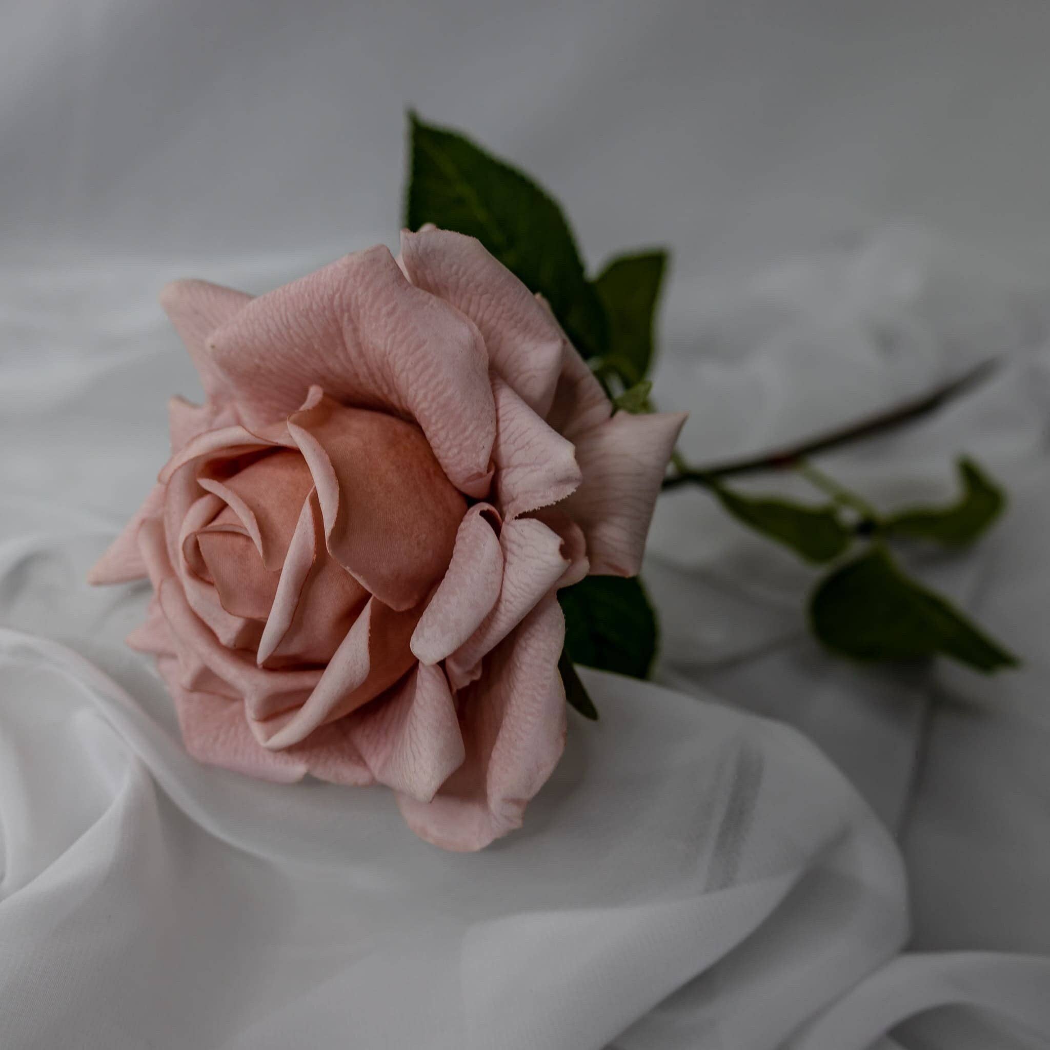 Realistic Artificial Flowers - Wholesale Artificial flowers - Dusty Pink Rose Real Touch Full Bloom - Realistic Artificial3