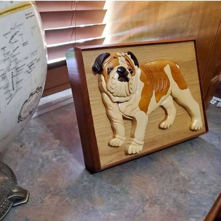 Positive Urns - Vente Urne - Bulldog - Urne pour chien en bois fait main3