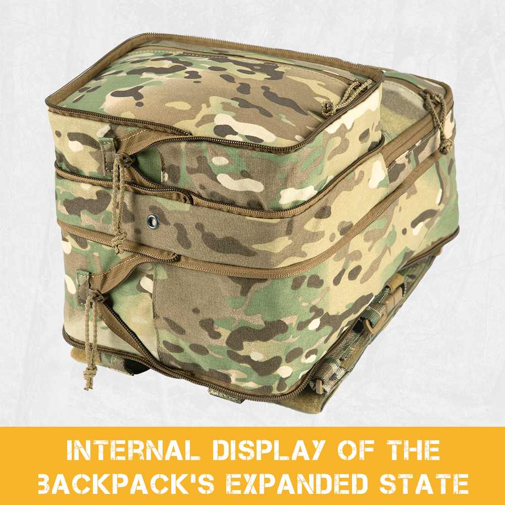 Antarctica Outdoors - Wholesale Backpack - Unisex - Votagoo D3 Flat Pack 2.0 Tactical Expandable Backpack Multi-purposed MOLLE Pack Camo3