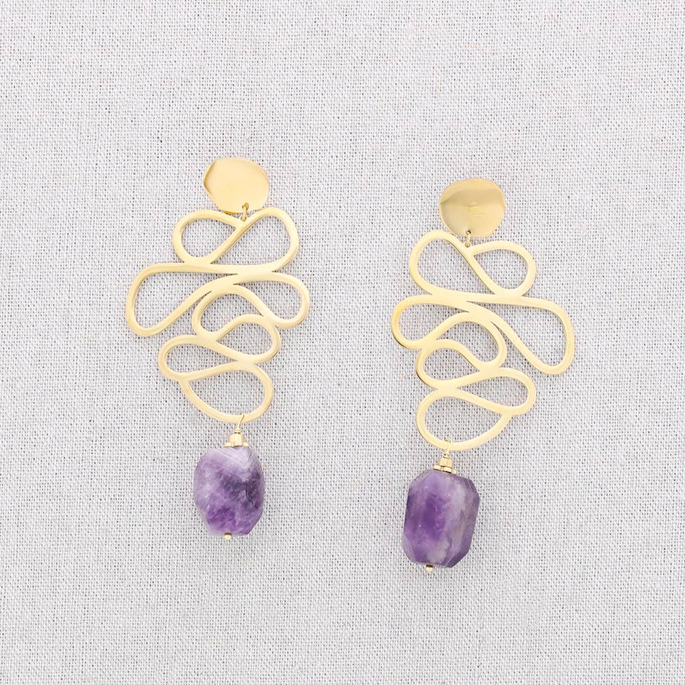 Sonata - Wholesale Snap Jewelry - Filigree Stone Steel Earrings2