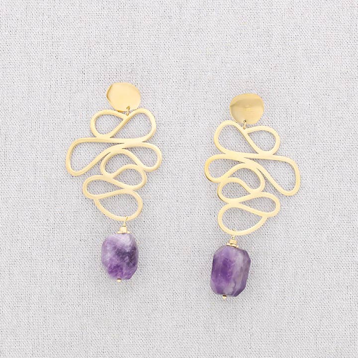 Sonata - Wholesale Snap Jewelry - Filigree Stone Steel Earrings2