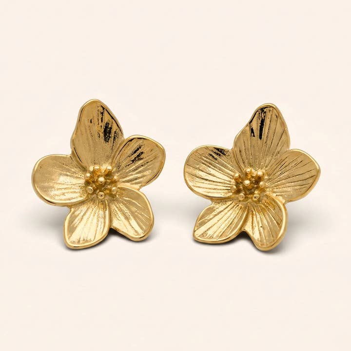Brincos Pétala Dourada por atacado de PRESSIE