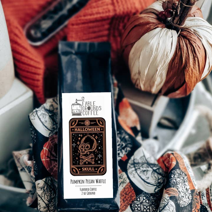 The Skull (Pumpkin Pecan Waffle) 2oz Ground Coffee for wholesale by Fable Grounds Coffee