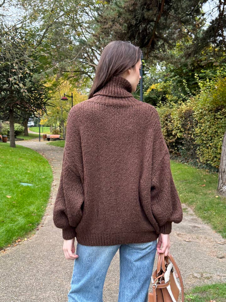 NOELINE - Wholesale Knit Sweater - Women's - Oversized turtleneck sweater with alpaca