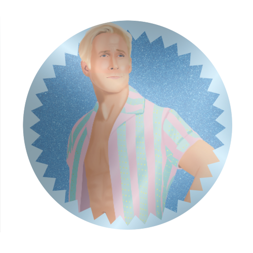 ART WOW – wholesale Klistermärke – Cirkelklistermärken 'Ken från Barbie Illustr1