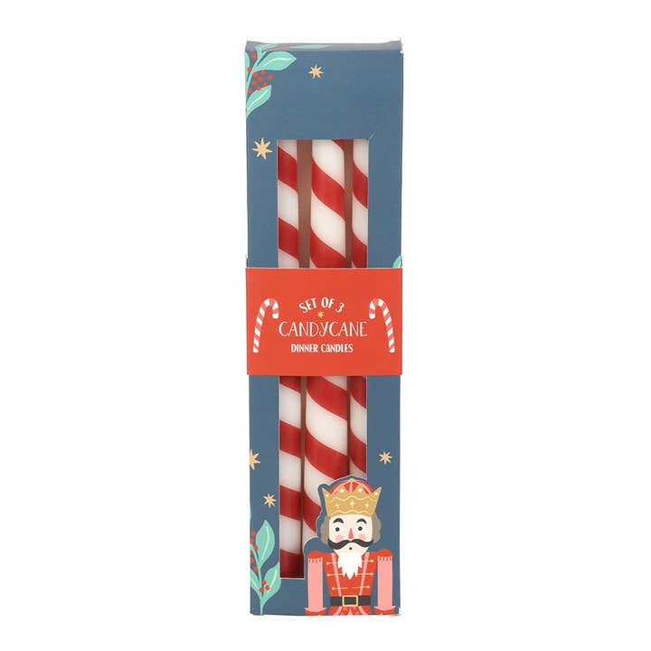 WONDER IMPORTS AUSTRALIA - Wholesale Tapered Candle/Candlestick - Set of 3 Candy Cane Stripe Taper Candles
