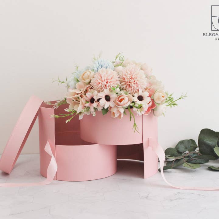 Elegant Design Supply – Engroshandel Gaveæske – To lag rund blomsterkasse med klart låg